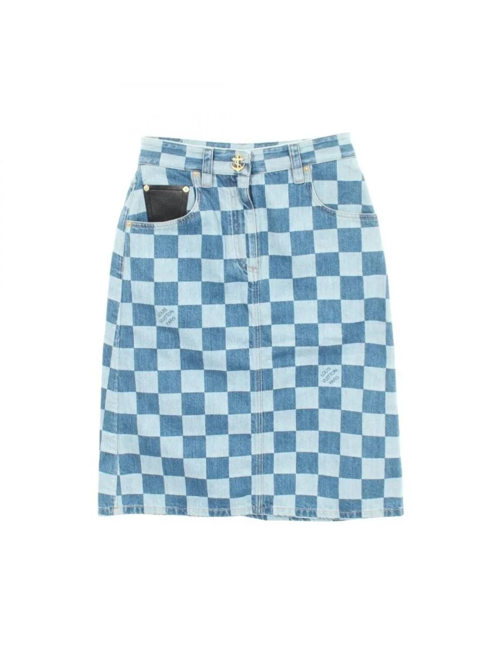 Louis Vuitton Skirt Damier WW Rxz Cotton Denim